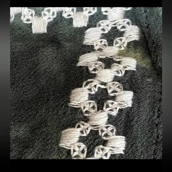 Green Tie‎ Dye Cropped Blouse Embroidered Tassels Peasant Boho Fairycore Small - Picture 12 of 12